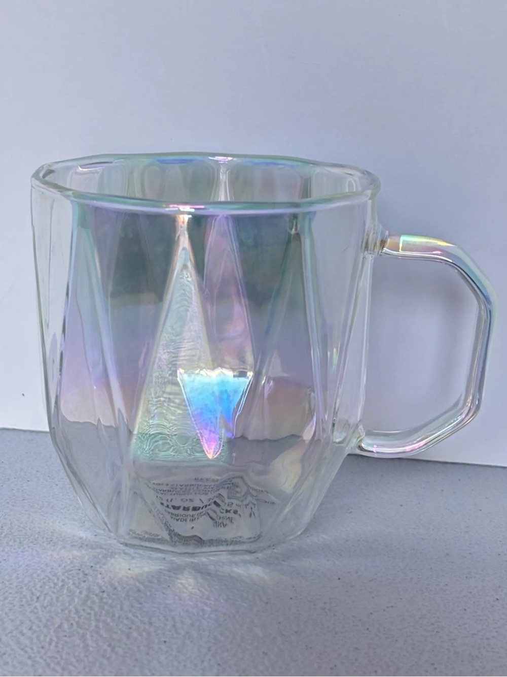 NEW Starbucks 2023 clear iridescent glass faceted mug